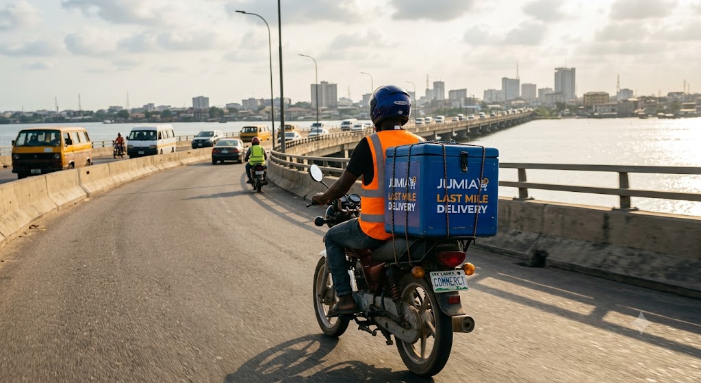 Distribution rider making a last-mile delivery